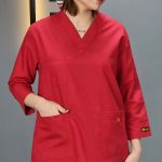 قرمز - تونیک شلوار سیزگی آستین سه ربع ITA215 | ایطب