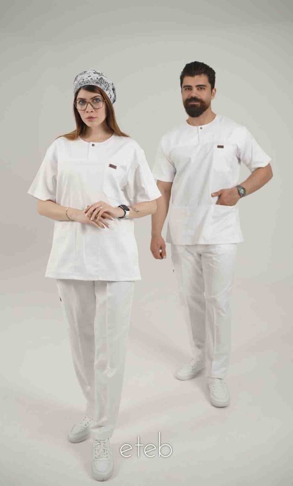 اسکراب یونیسکس یقه گرد سفید اورا ISOR205
