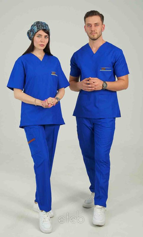 اسکراب یونیسکس یقه هفت آبی کاربنی اورا ISOR110 | ایطب