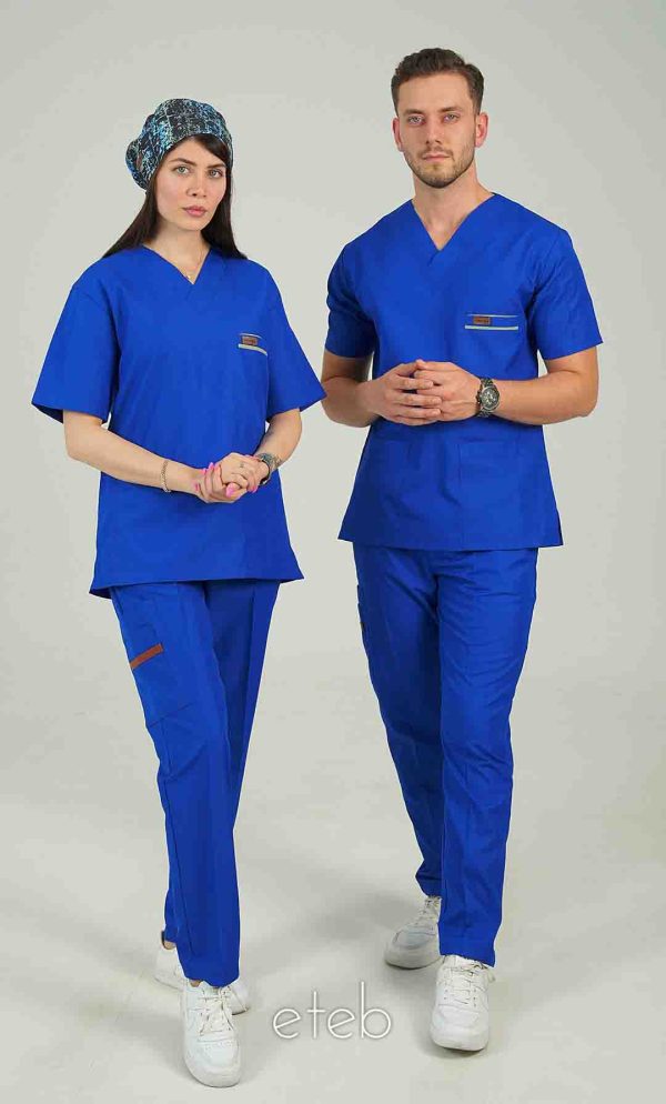اسکراب یونیسکس یقه هفت آبی کاربنی اورا ISOR110 | ایطب