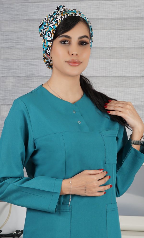 تونیک شلوار بدون یقه سیزگی  سبز کله غازی
