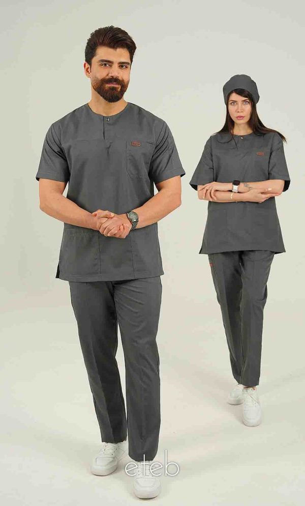 اسکراب یونیسکس یقه گرد طوسی اورا ISOR211