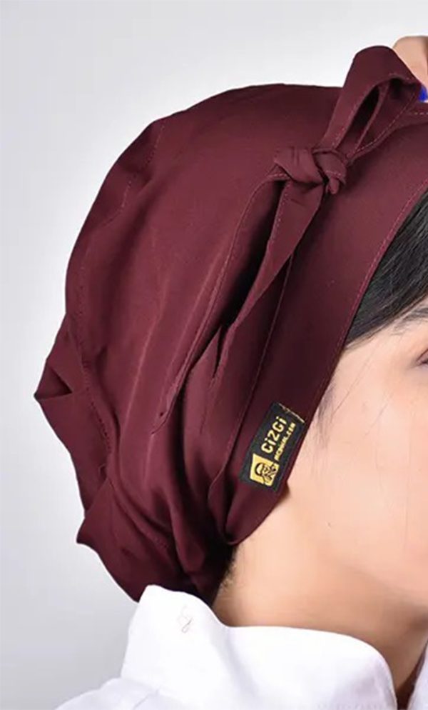 کلاه گره ای حجاب زرشکی ICV207