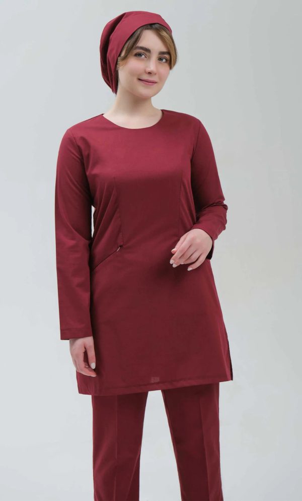 تونیک شلوار زنانه دومینا زرشکی ITMD102