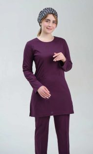 خرید تونیک شلوار زنانه دومینا بادمجانی ITMD103 | ایطب