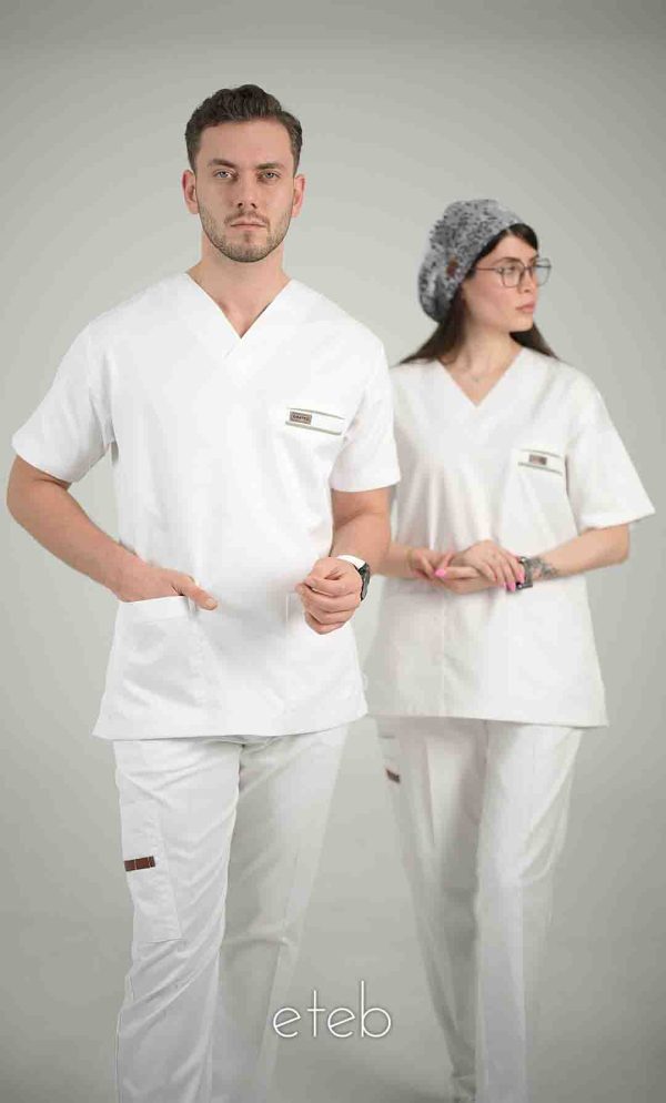 اسکراب یونیسکس یقه هفت سفید اورا