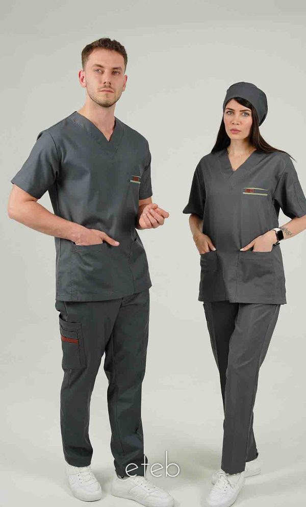 اسکراب یونیسکس یقه هفت رنگ طوسی اورا ISOR109 | ایطب