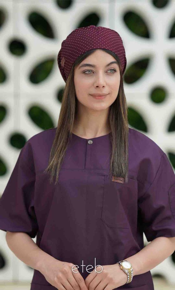 اسکراب یونیسکس یقه گرد بادمجونی اورا