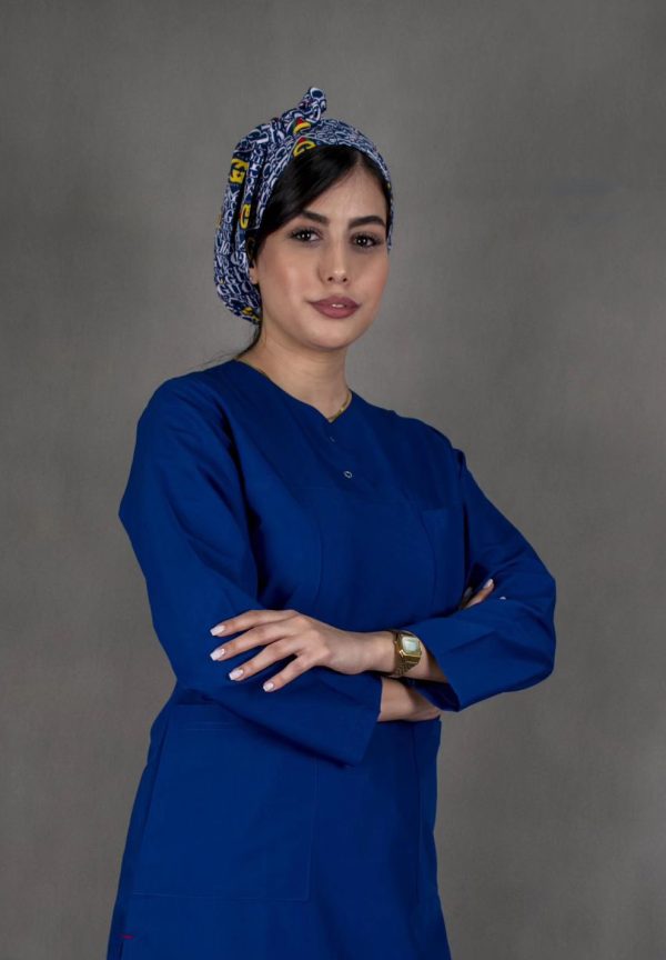 خرید و قیمت تونیک شلوار بدون یقه سیزگی آبی کاربنی ITV204 | ایطب