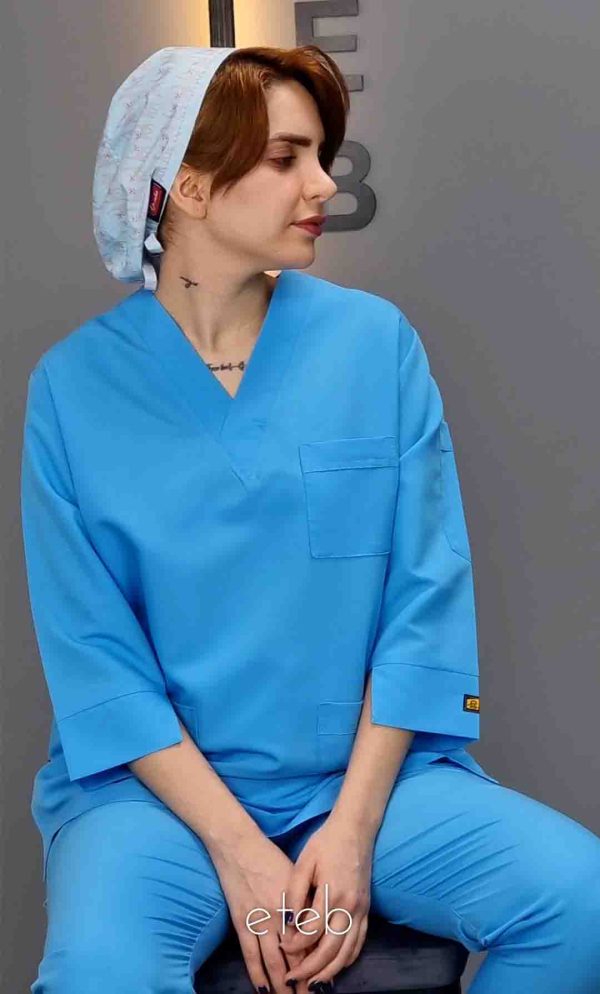 تونیک شلوار سیزگی آستین سه ربع ITA209-فیروزه ای | ایطب