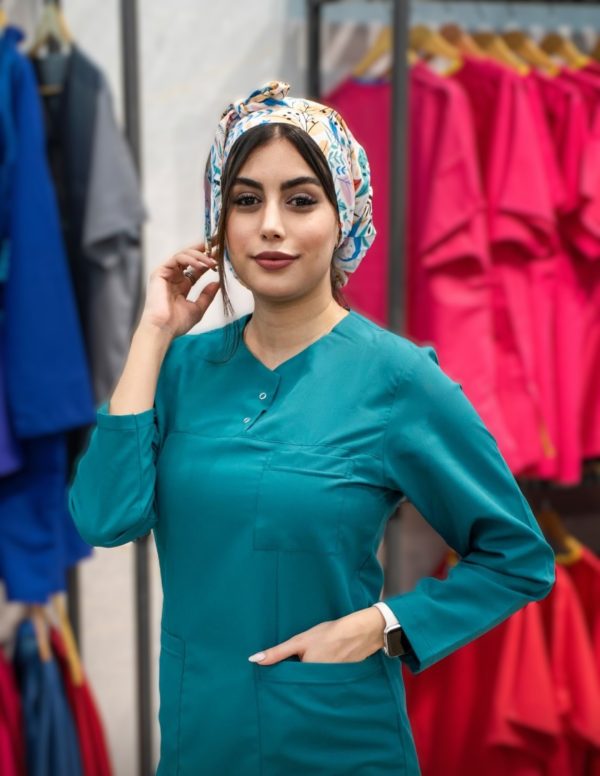 خرید و قیمت تونیک شلوار بدون یقه سیزگی سبز کله غازی ITV207 | ایطب