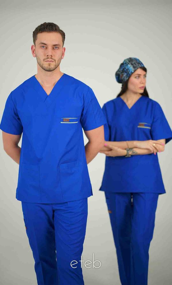 خرید اسکراب یونیسکس یقه هفت آبی کاربنی اورا ISOR110 | ایطب