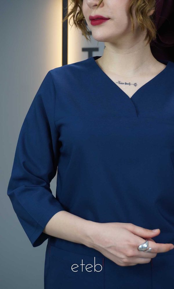 قیمت آبی نفتی - تونیک شلوار یوفلکس آستین سه ربع ITJ101 | ایطب