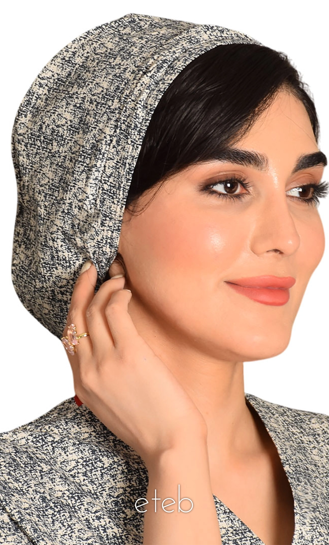 کلاه گره ای حجاب طرحدار ICS6143
