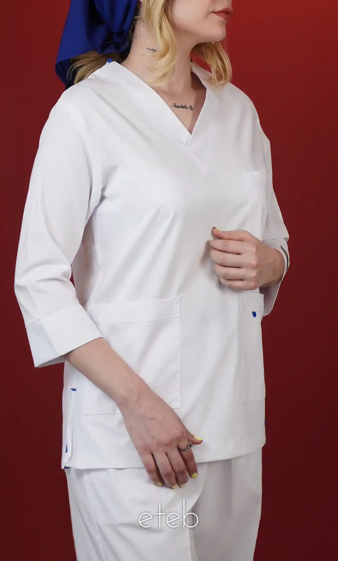 سفید - تونیک شلوار سیزگی پلاس ITA402