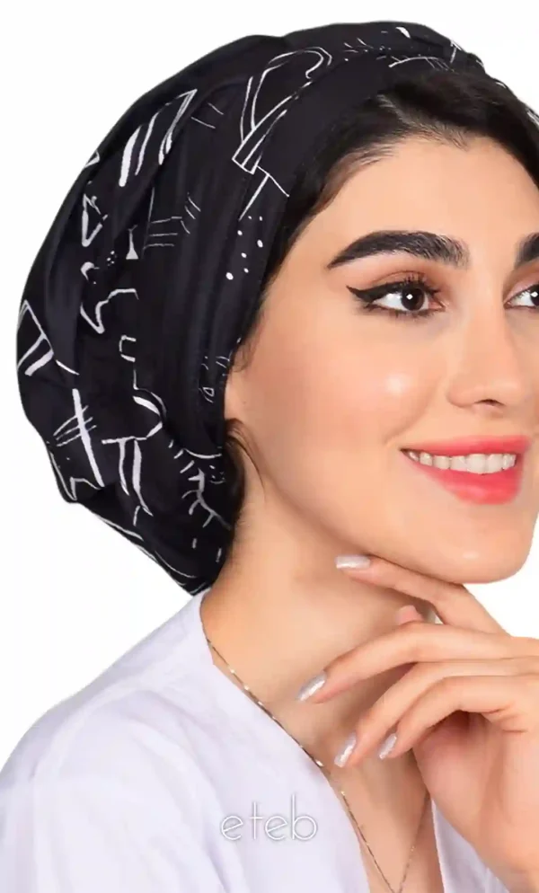 کلاه گره ای حجاب طرحدار ICS6158