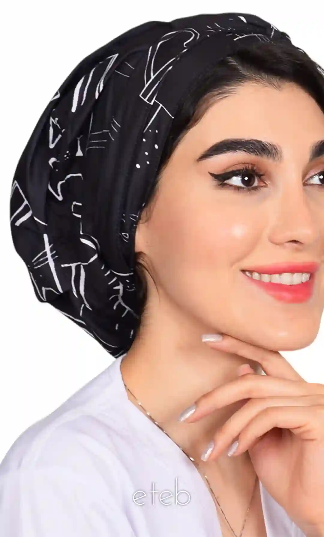 کلاه گره ای حجاب طرحدار ICS6158